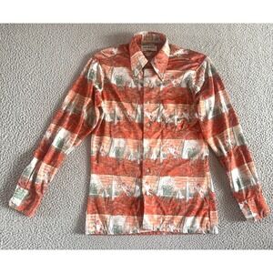 Vintage 70s Van Heusen Disco Shirt 100% Nylon All Over Print